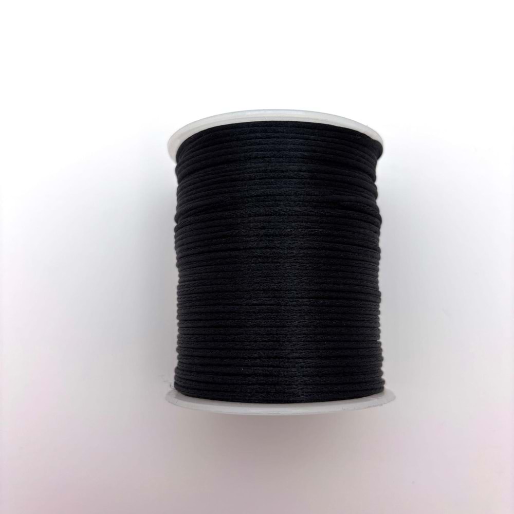 Floş İp Siyah 2 mm Bobin 100 M-1 Adet
