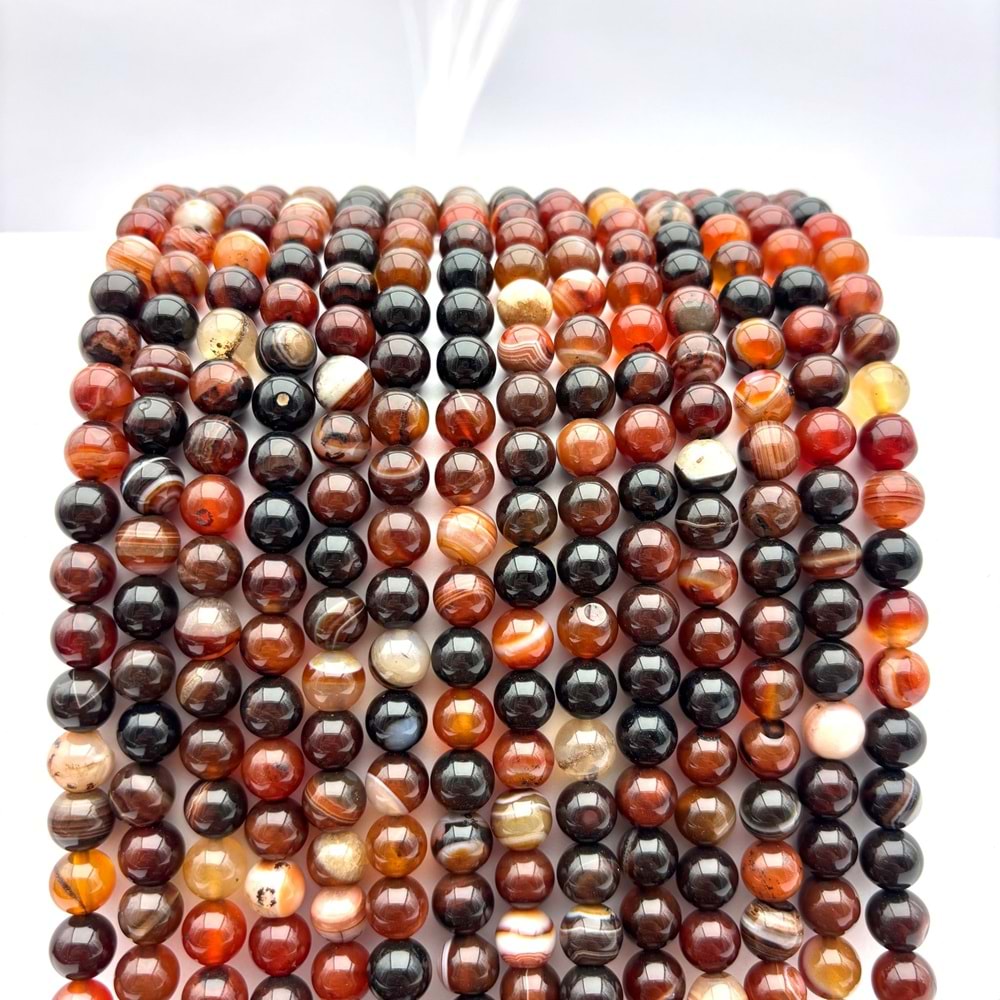 Doğal Taş Akik 8 mm 1 Dizi