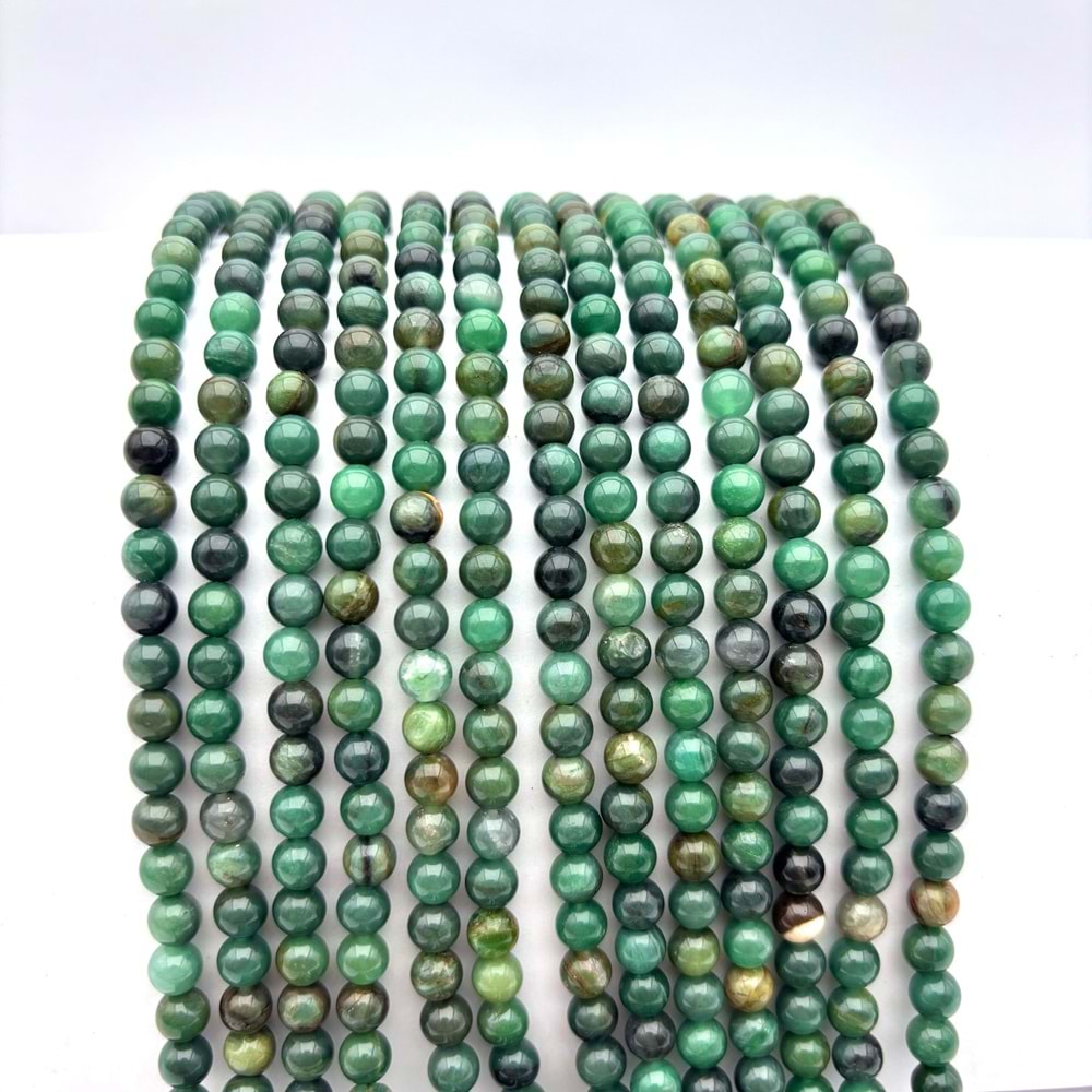 Doğal Taş Yosun Akik 6 mm 1 Dizi