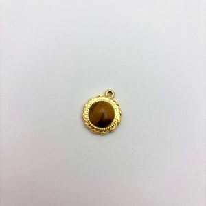 Gold Çelik Kaplan Gözü Taşlı Yuvarlak Takı Ucu 18 mm-1 Adet