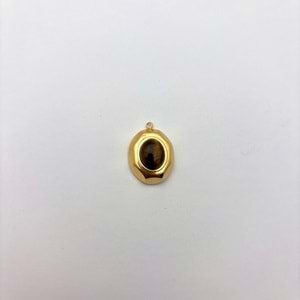 Gold Çelik Kaplan Gözü Taşlı Oval Takı Ucu 16 mm-1 Adet