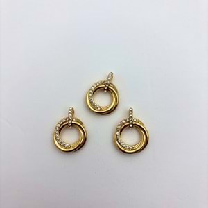 Gold Çelik Zirkon Taşlı Takı Ucu 18 mm-1 Adet