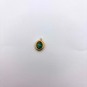 Gold Çerçeveli Yeşil Doğal Taş Oval Model 8 mm 1 Adet