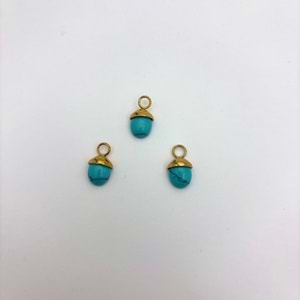 Gold Turkuaz Taşlı Meşe Palamudu Model 6 mm 1 Adet