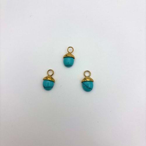 Gold Turkuaz Taşlı Meşe Palamudu Model 6 mm 1 Adet