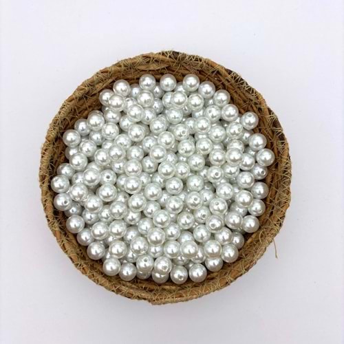 10 mm Plastik İnci Beyaz 100 Gr