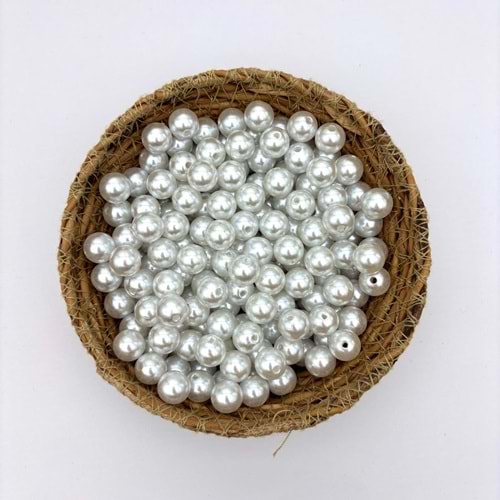 12 mm Plastik İnci Beyaz 100 Gr