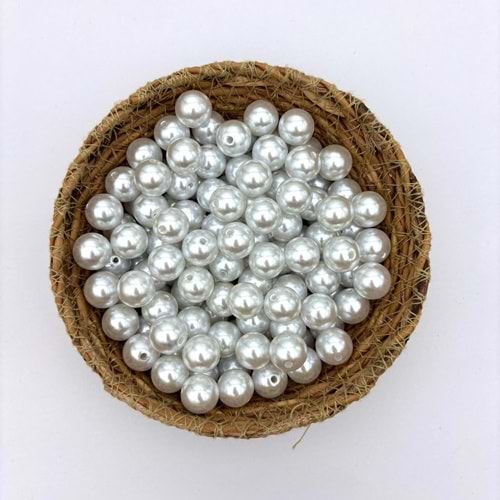 14 mm Plastik İnci Beyaz 100 Gr