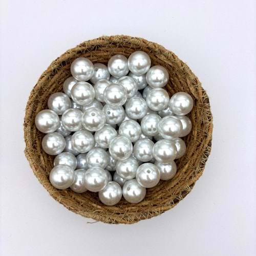 18 mm Plastik İnci Beyaz 100 Gr