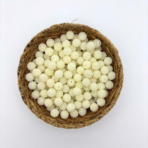 12 mm Plastik İnci Böğürtlen Krem 100 Gr