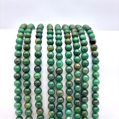 Doğal Taş Yosun Akik 8 mm 1 Dizi