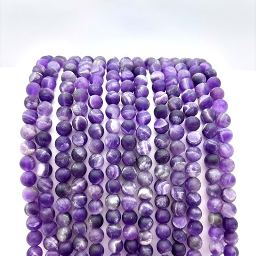 Doğal Taş Mat Ametist 8 mm 1 Dizi