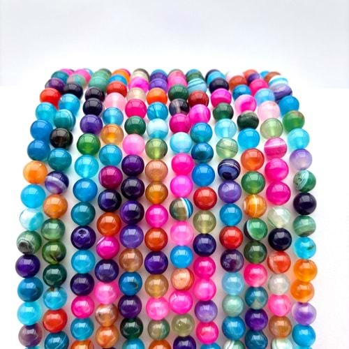 Doğal Taş Akik 8 mm 1 Dizi