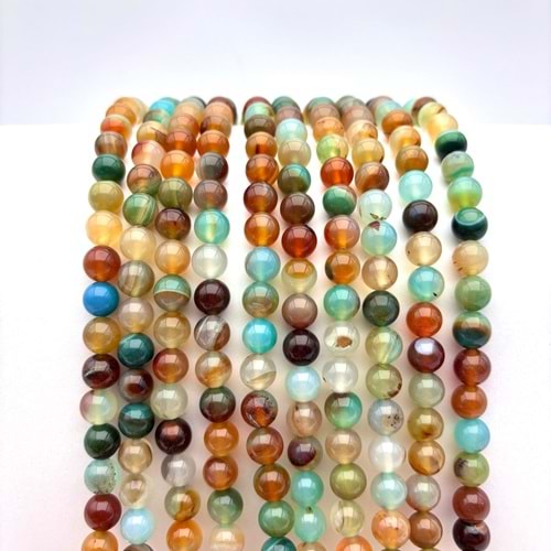 Doğal Taş Akik 8 mm 1 Dizi