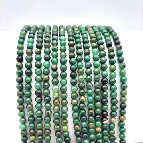 Doğal Taş Yosun Akik 6 mm 1 Dizi