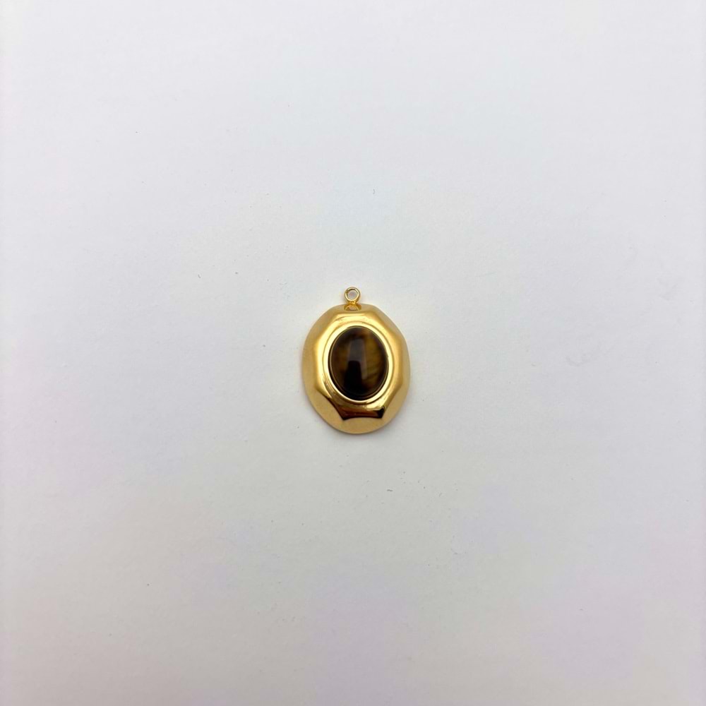 Gold Çelik Kaplan Gözü Taşlı Oval Takı Ucu 16 mm-1 Adet