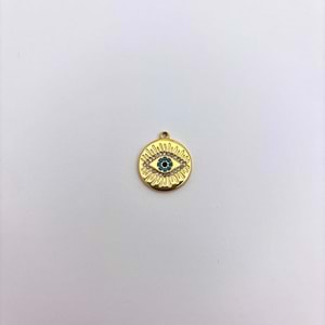 Gold Çelik Nazar Boncuklu Göz Takı Ucu 18 mm-1 Adet