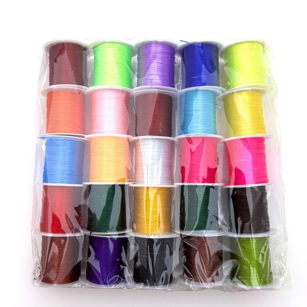 Esnek 25 Renk Misina İp Bobin-25 Adet