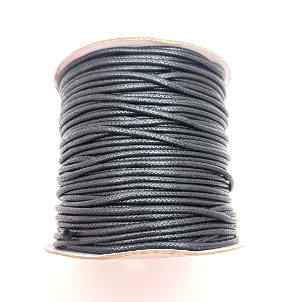 Deri İp Siyah 2.5 mm Bobin 100 M-1 Adet