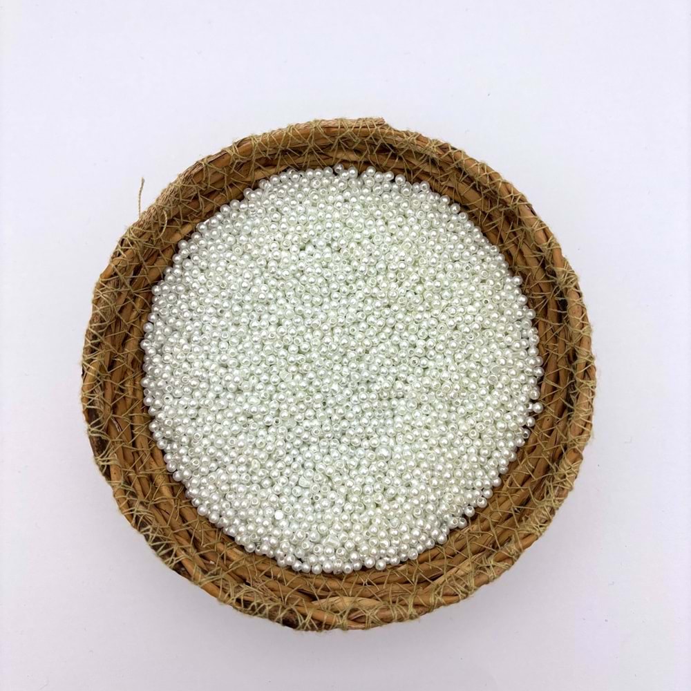 2 mm Plastik İnci Beyaz 100 Gr