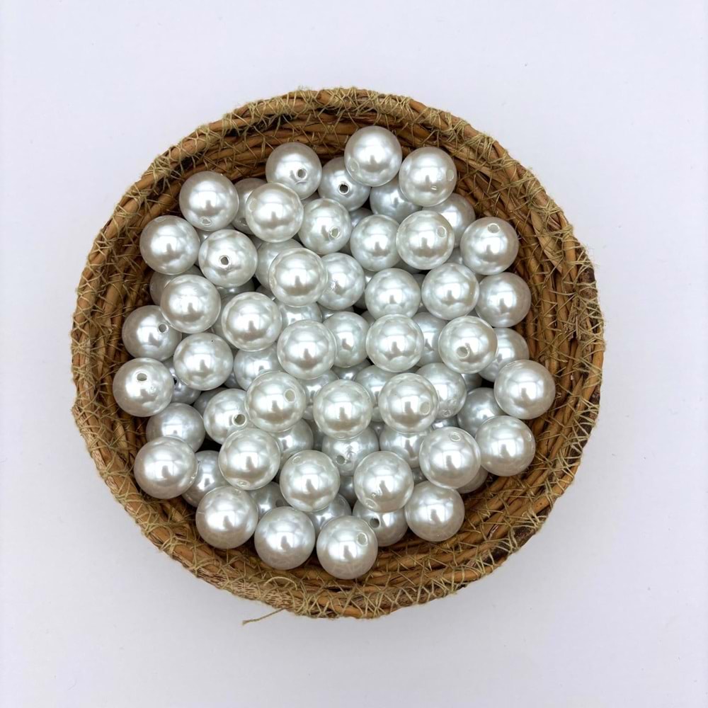 16 mm Plastik İnci Beyaz 100 Gr