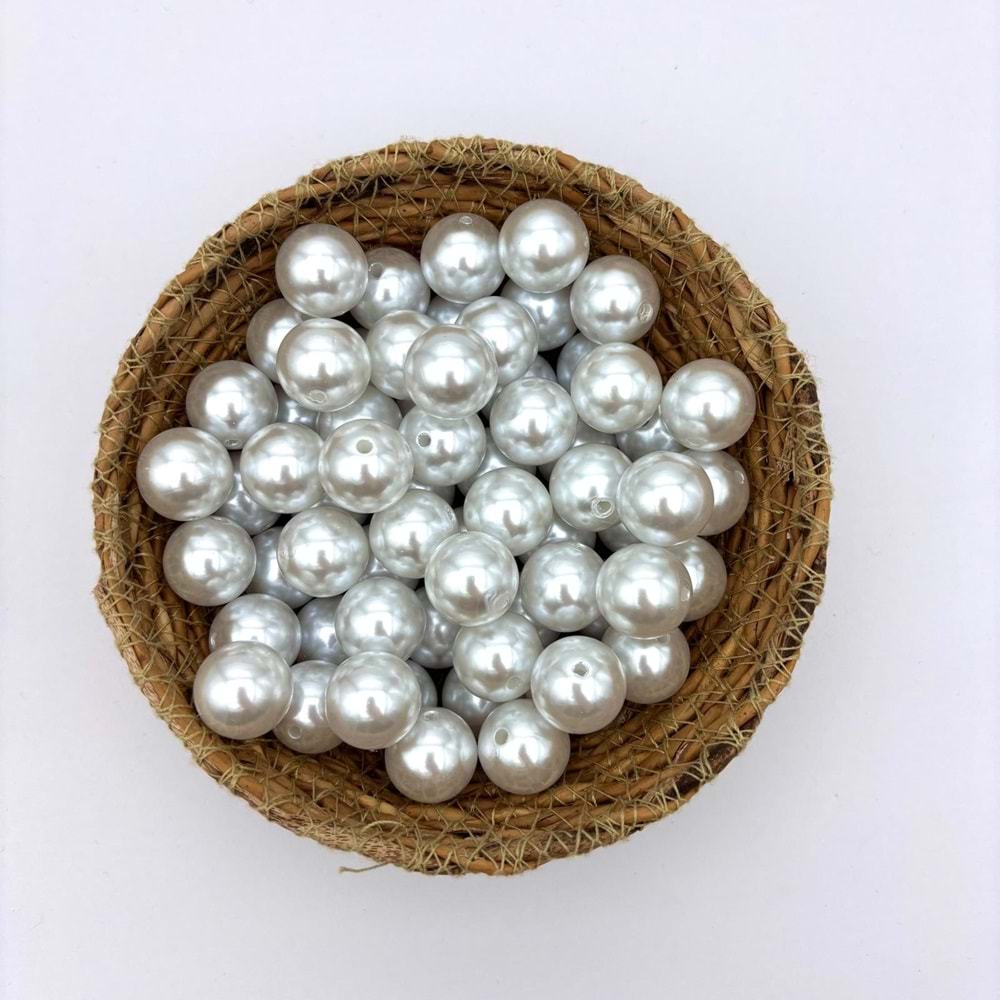18 mm Plastik İnci Beyaz 100 Gr