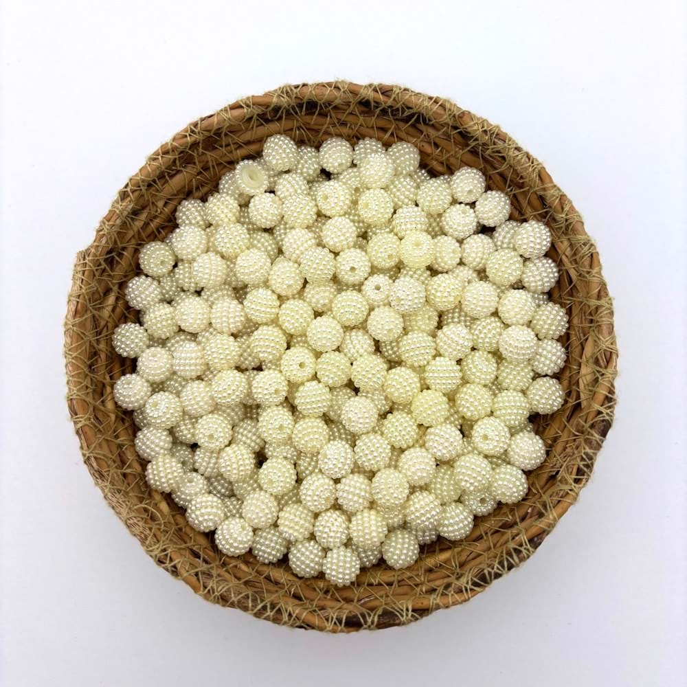 10 mm Plastik İnci Böğürtlen Krem 100 Gr