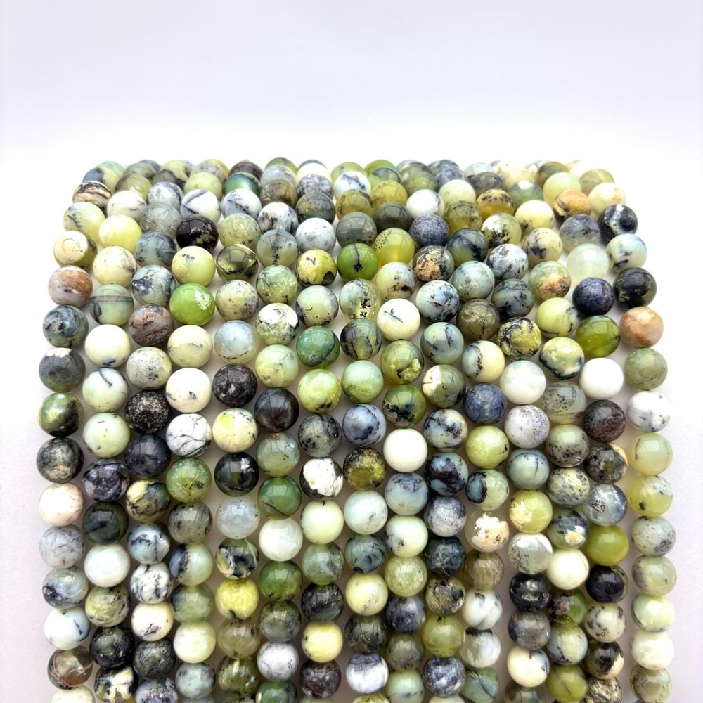 Doğal Taş Yeşil Opal 8 mm 1 Dizi