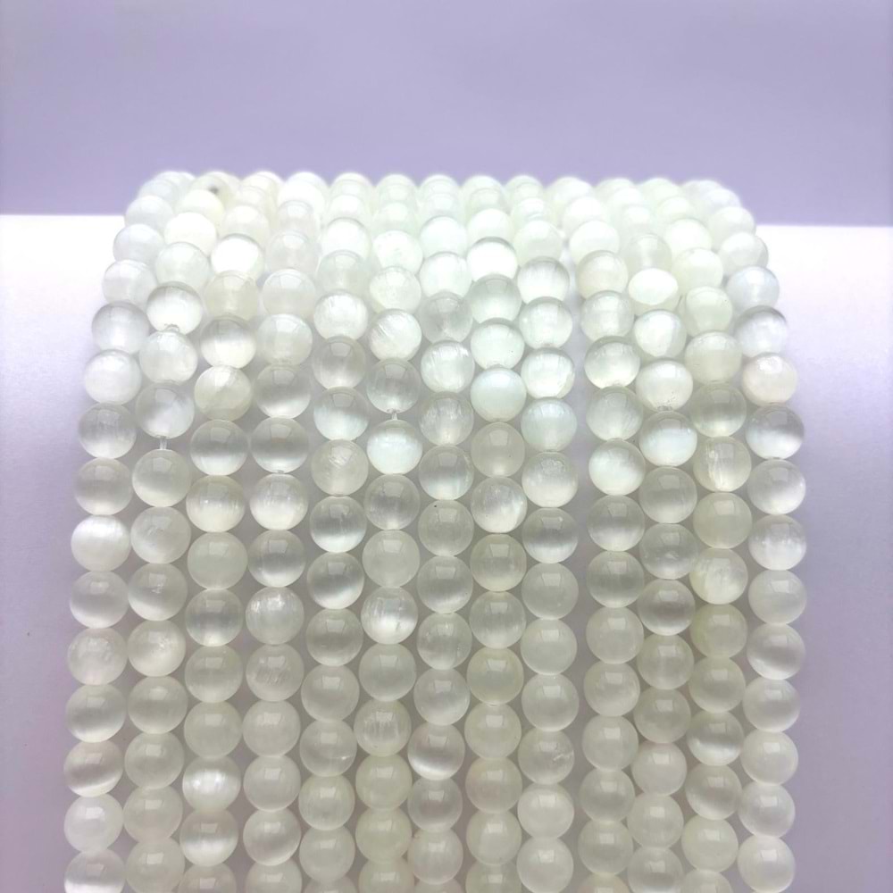 Doğal Taş Selenit 8 mm 1 Dizi