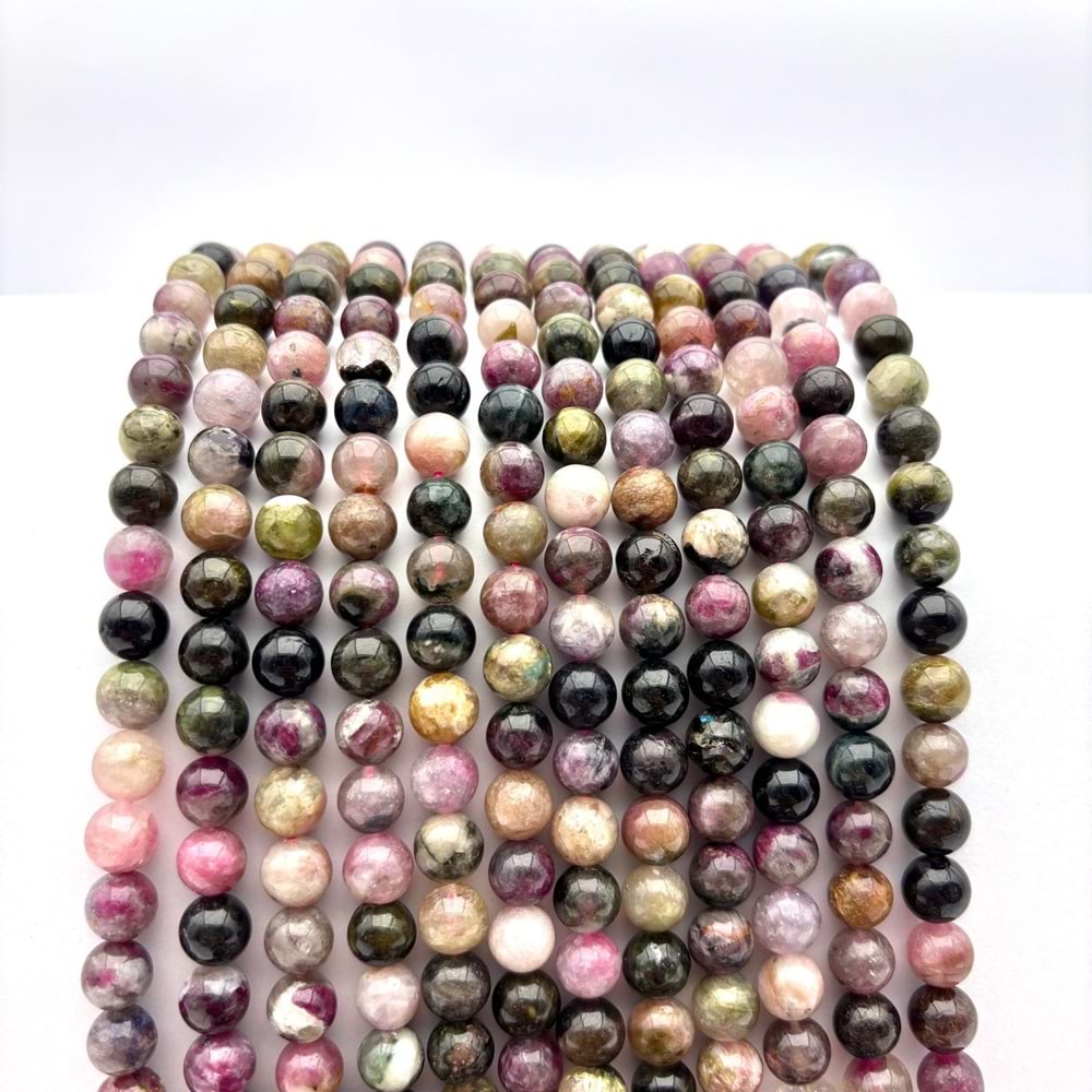 Doğal Taş Turmalin 8 mm 1 Dizi