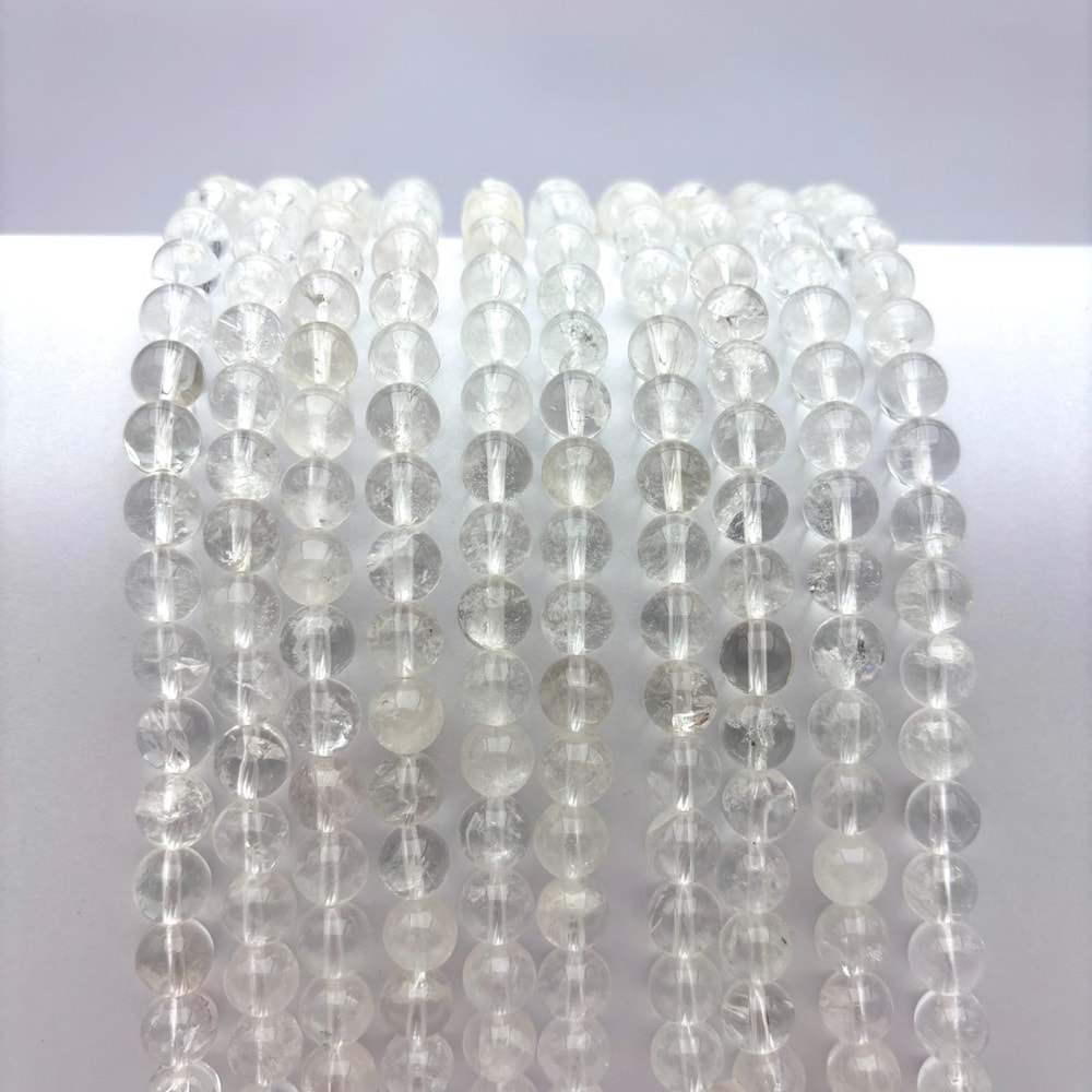 Doğal Taş Kristal Kuvars 8 mm 1 Dizi