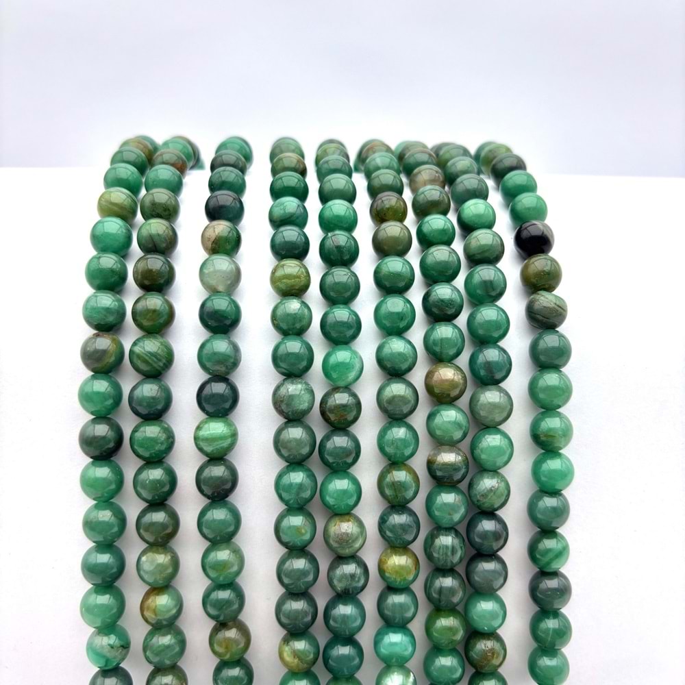 Doğal Taş Yosun Akik 8 mm 1 Dizi