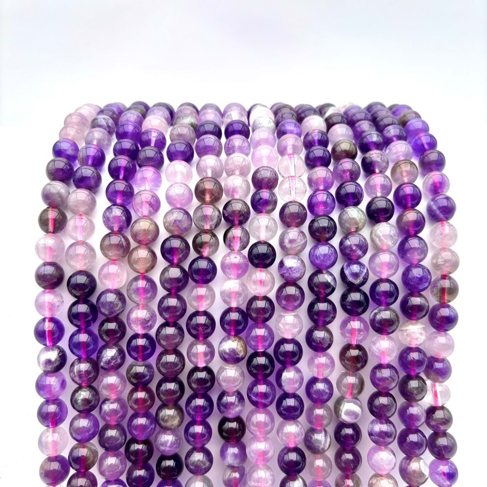 Doğal Taş Mix Ametist 8 mm 1 Dizi