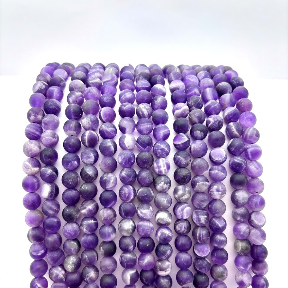 Doğal Taş Mat Ametist 8 mm 1 Dizi
