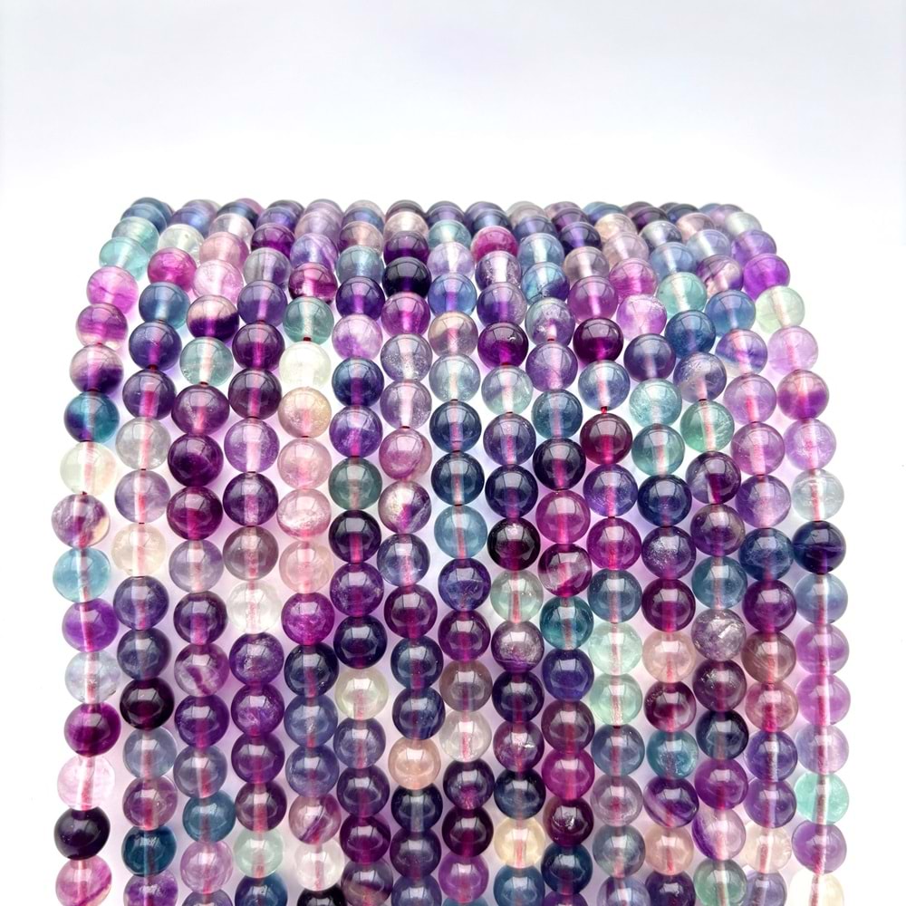 Doğal Taş Rainbow Florit 8 mm 1 Dizi