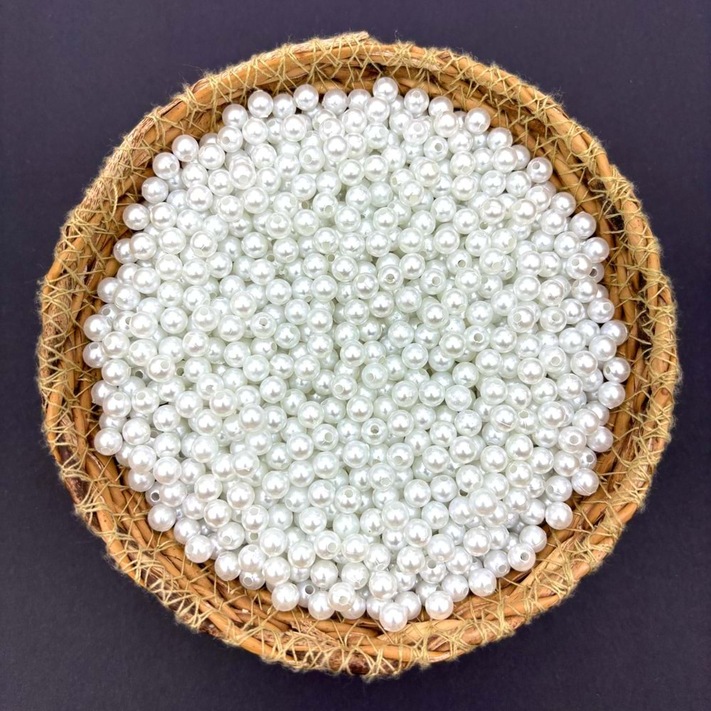 6 mm Plastik İnci Beyaz 500 Gr